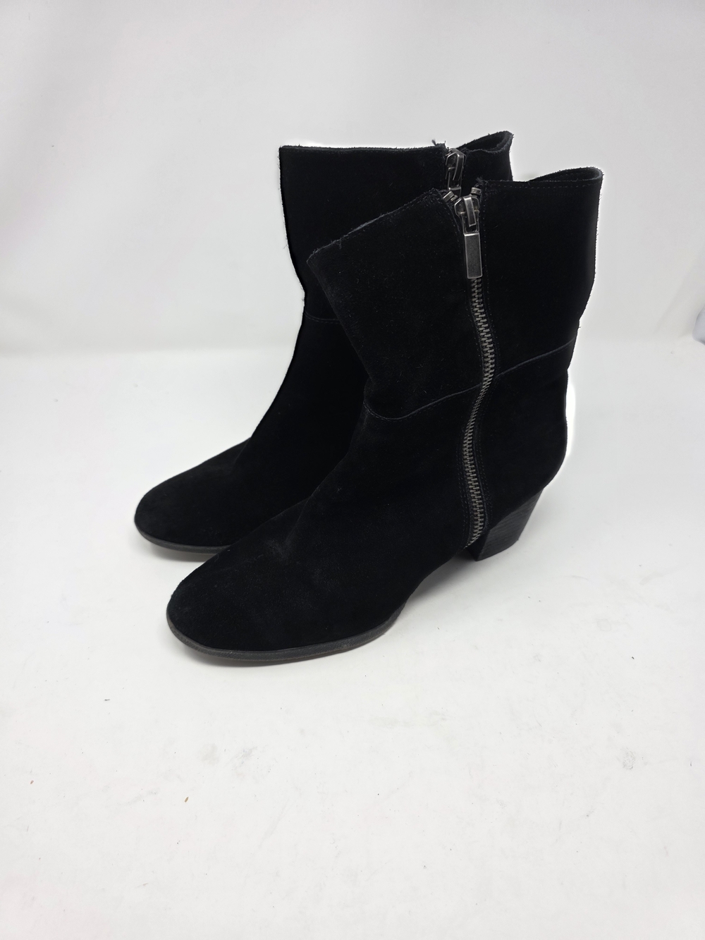Adam Tucker by Me Too Black Suede Ankle Boots Women’s 7.5M Side Zip Foldover